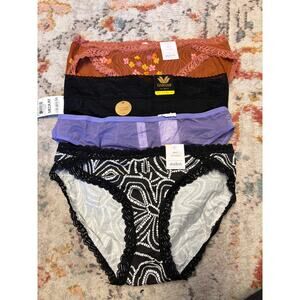Auden Wacoal Bikini Underwear Bundle 5 Pairs Medium Lace Cotton